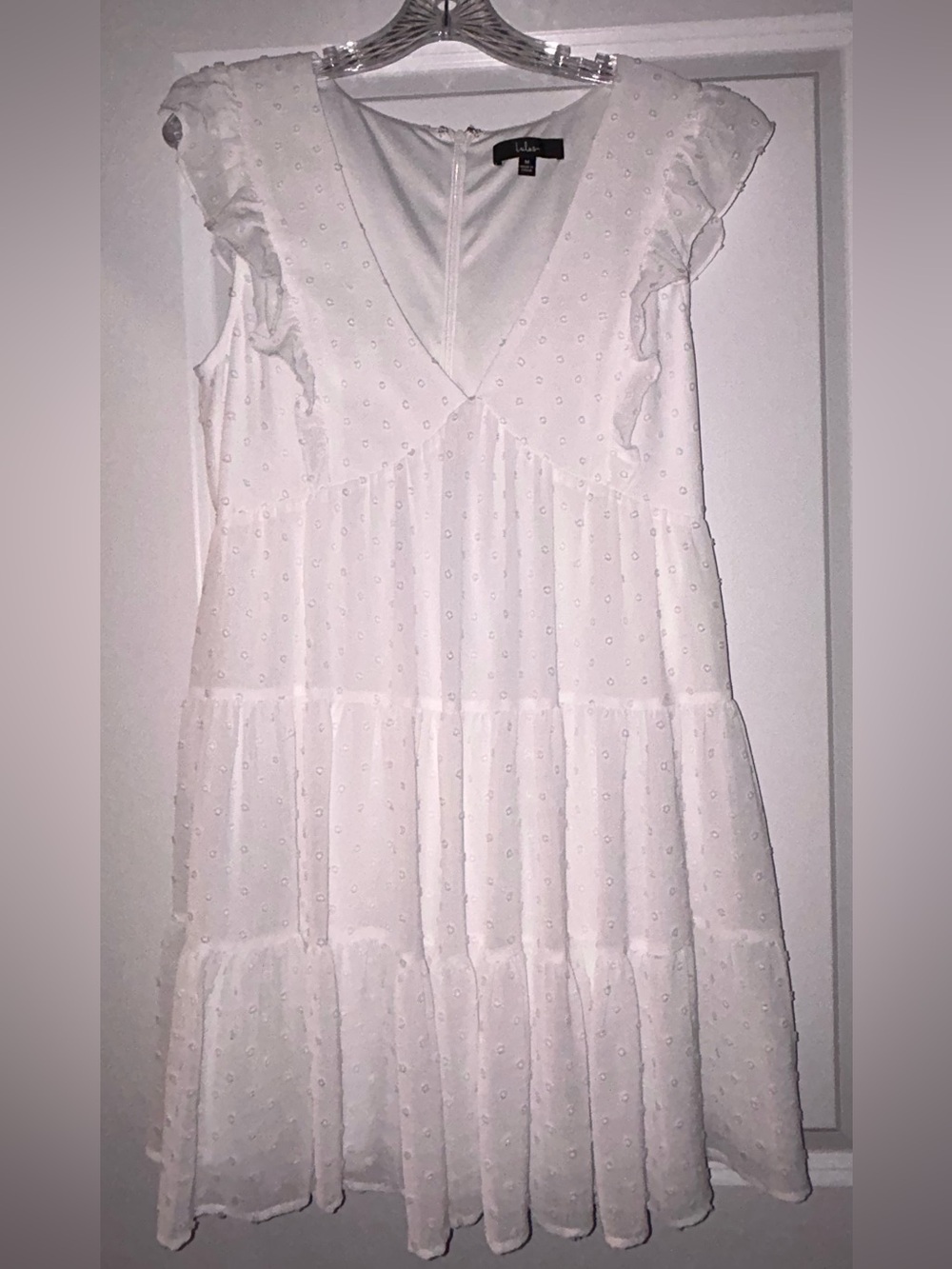 Lulu's White Swiss Dot Ruffle Tiered Dress